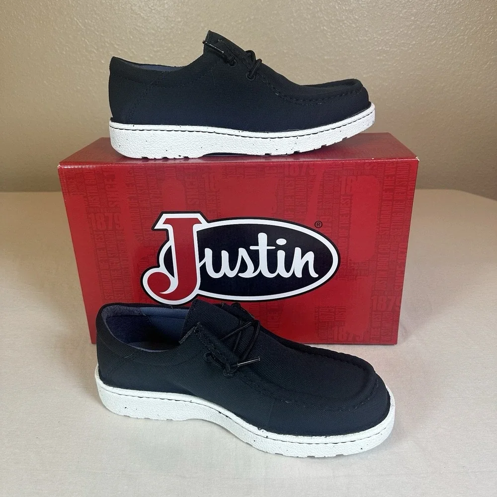 Justin Boots Hazer Black Slip On-JM338 Men's 7.5M New W/Box! Fast‎ Shipping!